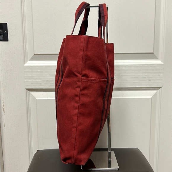 Hermes Fourre Tout Cabas Canvas Vertical Tote Maroon Purple - Picture 5 of 12